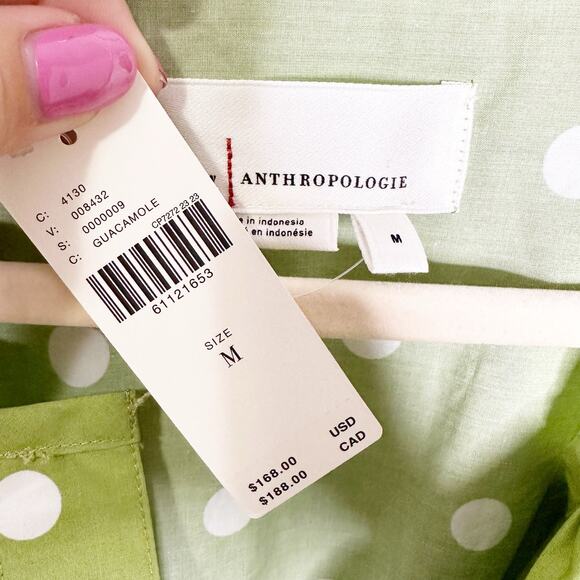 Anthropologie Womens The Somerset Maxi Dress Polka Dots Tiered Green M NEW - Picture 7 of 9